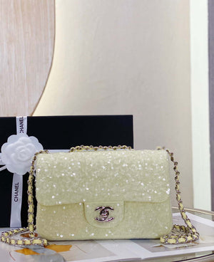 Chanel AS1116 Samll Flap sequin bag sparkling bingbing 20cm Beige - Default Title - View 3