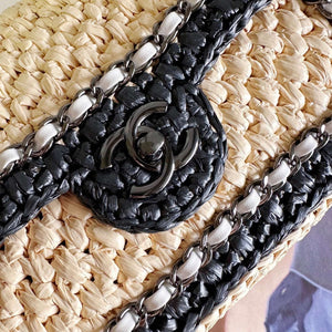 Chanel AS1116 Small Flap bag Raffia A69900 Beige & Black - Default Title - View 7