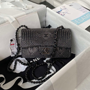Chanel AS1116 Small Flap bag Velvet Crystal Pearl A69900 Black - Default Title - View 1