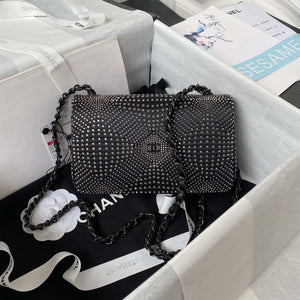 Chanel AS1116 Small Flap bag Velvet Crystal Pearl A69900 Black - Default Title - View 2