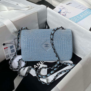 Chanel AS1116 Small Flap bag Velvet Crystal Pearl A69900 Blue - Default Title - View 2