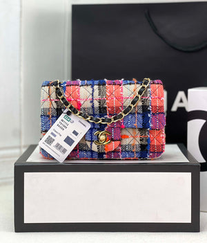 Chanel AS1116 Small Flap bag Woolen A69900 Pink & Blue - Default Title - View 1