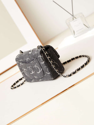 Chanel AS1119 Small Flap Classic Handbag Black Denim beaded sequin bag - Default Title - View 4