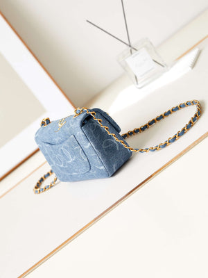 Chanel AS1119 Small Flap Classic Handbag Blue Denim beaded sequin bag - Default Title - View 5