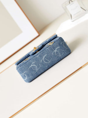 Chanel AS1119 Small Flap Classic Handbag Blue Denim beaded sequin bag - Default Title - View 6