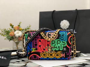 Chanel As1160 Chanel 19 Handbag Flap Graffiti Print Vintage multicolor gold - Default Title - View 2