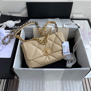 Chanel As1160 Chanel 19 Handbag Flap Lambskin B04852 94305 Apricot - Default Title - View 1