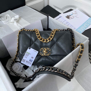 Chanel As1160 Chanel 19 Handbag Flap Lambskin B04852 94305 Navy Blue - Default Title - View 1