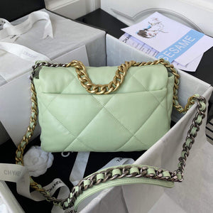 Chanel As1160 Chanel 19 Handbag Flap Lambskin B04852 94305 Green Gold - Default Title - View 2