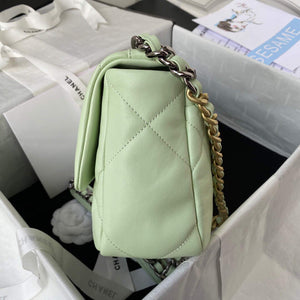 Chanel As1160 Chanel 19 Handbag Flap Lambskin B04852 94305 Green Gold - Default Title - View 6