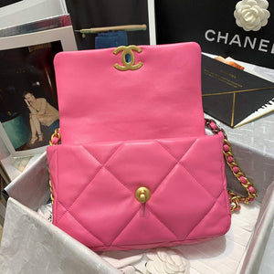 Chanel As1160 Chanel 19 Handbag Flap Lambskin B04852 94305 Rose Red - Default Title - View 2