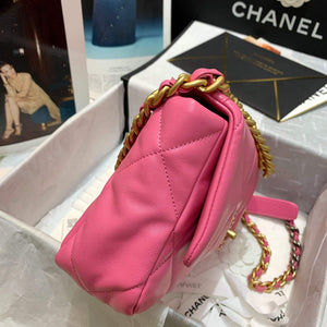 Chanel As1160 Chanel 19 Handbag Flap Lambskin B04852 94305 Rose Red - Default Title - View 7