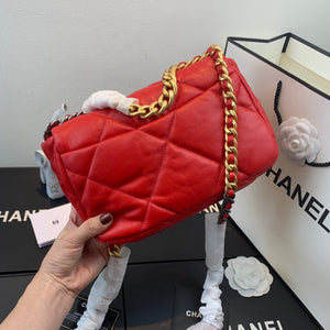 Chanel As1160 Chanel 19 Handbag Flap Lambskin Red - Default Title - View 3