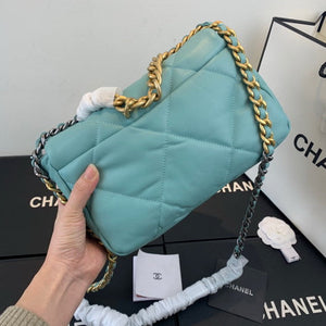 Chanel As1160 Chanel 19 Handbag Flap Lambskin Azure Blue - Default Title - View 3