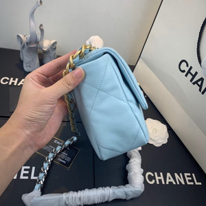 Chanel As1160 Chanel 19 Handbag Flap Lambskin Lake Light Blue - Default Title - View 2