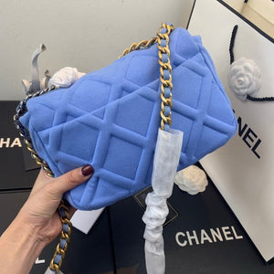 Chanel As1160 Chanel 19 Handbag Flap Shoulder Velvet Blue - Default Title - View 3