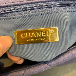 Chanel As1160 Chanel 19 Handbag Flap Shoulder Velvet Navy Blue - Default Title - View 8