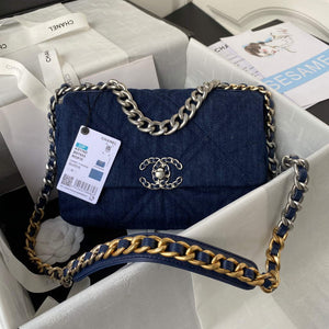 Chanel AS1160 Chanel 19 Handbag Lambskin Navy Blue - Default Title - View 1