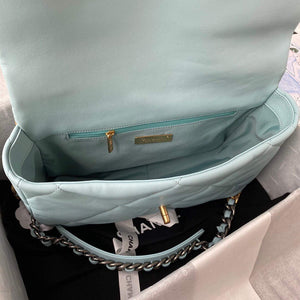 Chanel AS1161 Chanel 19 Large Flap Bag Lambskin B05179 Ligth Blue Gold - Default Title - View 6