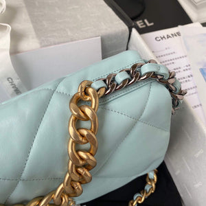 Chanel AS1161 Chanel 19 Large Flap Bag Lambskin B05179 Ligth Blue Gold - Default Title - View 8