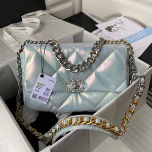 Chanel AS1161 Chanel 19 Large Flap Bag Lambskin B05179 Ligth Blue Silver - Default Title - View 1
