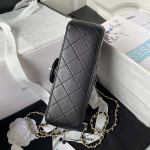 Chanel AS1787 Mini Flap Bag Football Lambskin Black Gold - Default Title - View 6