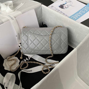 Chanel AS1787 Mini Flap Bag Football Lambskin Gray Gold - Default Title - View 2