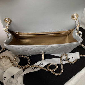 Chanel AS1787 Mini Flap Bag Football Lambskin Gray Gold - Default Title - View 7
