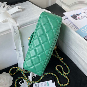 Chanel AS1787 Mini Flap Bag Lambskin Green Gold - Default Title - View 6