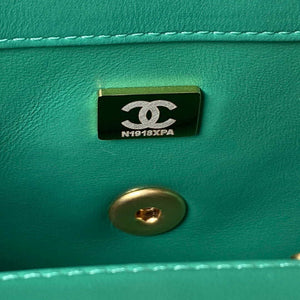 Chanel AS1787 Mini Flap Bag Lambskin Green Gold - Default Title - View 9