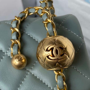 Chanel AS1787 Mini Flap Bag Lambskin Blue Gold - Default Title - View 4