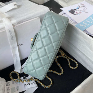 Chanel AS1787 Mini Flap Bag Lambskin Blue Gold - Default Title - View 6