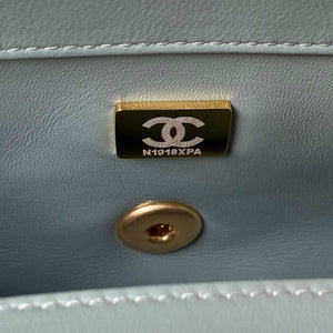 Chanel AS1787 Mini Flap Bag Lambskin Blue Gold - Default Title - View 9