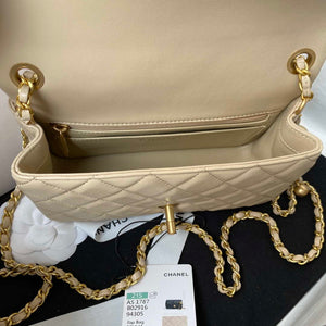 Chanel AS1787 Mini Flap Bag Lambskin Apricot Gold - Default Title - View 7