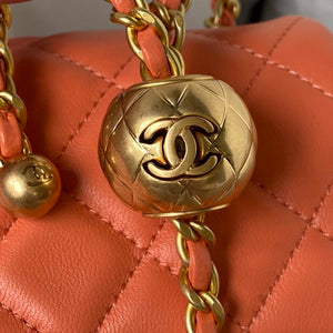 Chanel AS1787 Mini Flap Bag Lambskin Orange Gold - Default Title - View 4