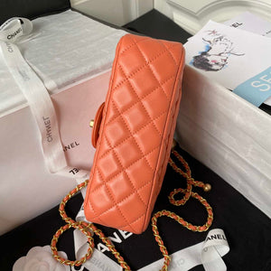 Chanel AS1787 Mini Flap Bag Lambskin Orange Gold - Default Title - View 6