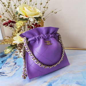Chanel AS2170 Large shopping Tote bag Shiny Lambskin Purprle - Default Title - View 4