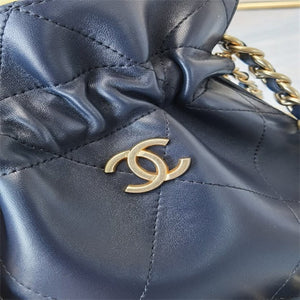 Chanel AS2170 Large shopping Tote bag Shiny Lambskin Navy Blue - Default Title - View 7