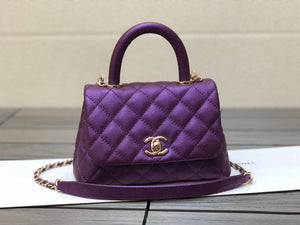 Chanel AS2215 mini flap bag with top handle Bag Purple - Default Title - View 1