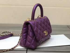 Chanel AS2215 mini flap bag with top handle Bag Purple - Default Title - View 3