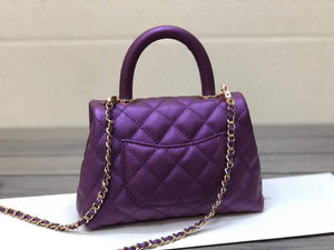 Chanel AS2215 mini flap bag with top handle Bag Purple - Default Title - View 4