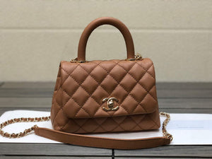 Chanel AS2215 mini flap bag with top handle Bag Brown - Default Title - View 1