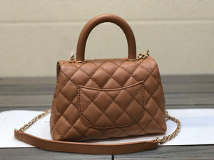 Chanel AS2215 mini flap bag with top handle Bag Brown - Default Title - View 4