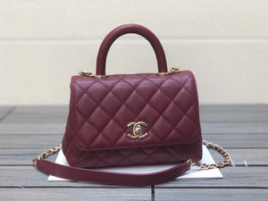 Chanel AS2215 mini flap bag with top handle Bag Wine Red - Default Title - View 1