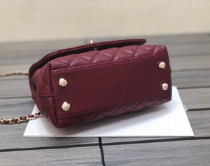 Chanel AS2215 mini flap bag with top handle Bag Wine Red - Default Title - View 5