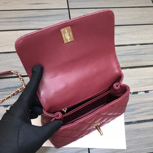 Chanel AS2215 mini flap bag with top handle Bag Wine Red - Default Title - View 7