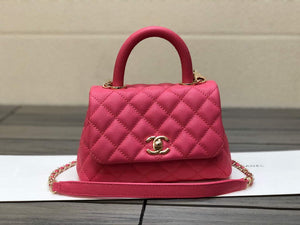 Chanel AS2215 mini flap bag with top handle Bag Rose Red - Default Title - View 1