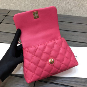 Chanel AS2215 mini flap bag with top handle Bag Rose Red - Default Title - View 7