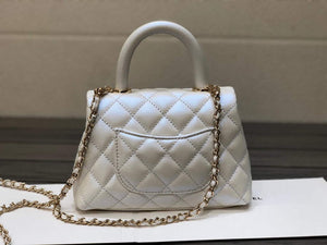 Chanel AS2215 mini flap bag with top handle Bag Silver White - Default Title - View 3