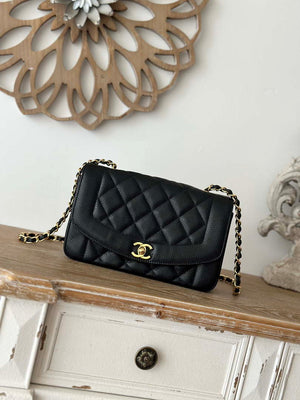 Chanel AS2221 Flap Handbag with Chain Calfskin & Gold-Tone Metal Black - Default Title - View 1